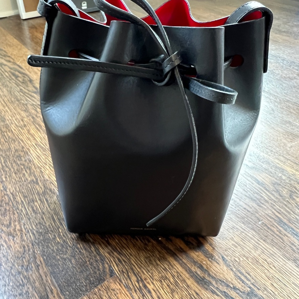 Mansur gavriel mini bucket bag black veg tan